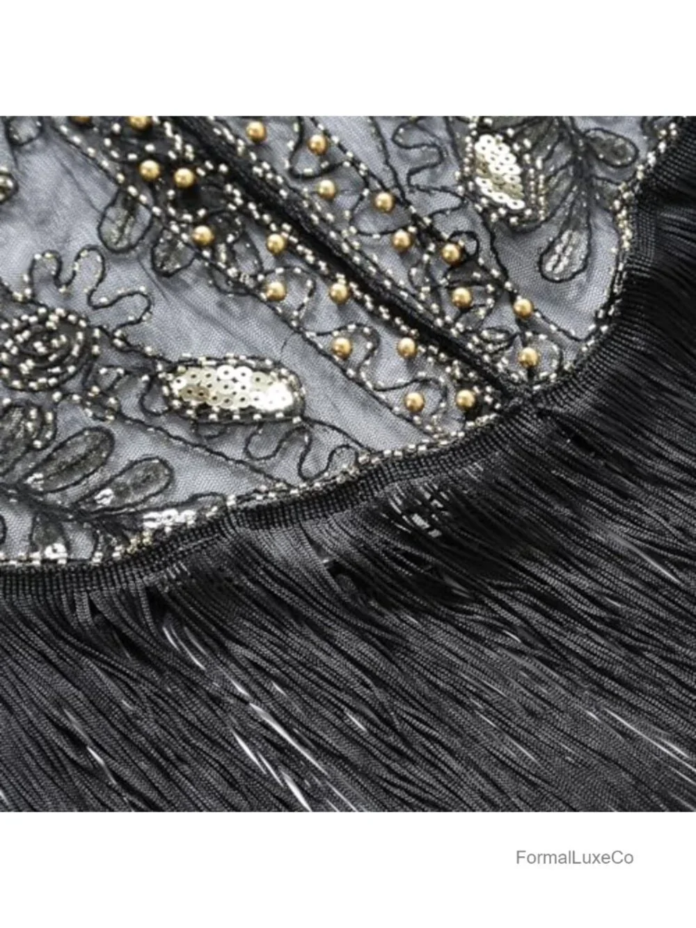 1920s Sequin Beaded Evening Cape Wrap Shawl Gatsby Party